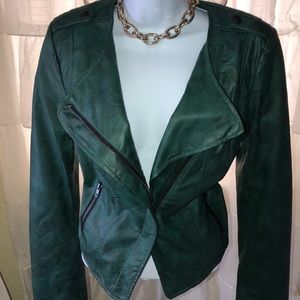bar lll Green faux leather crop jacket